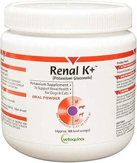 Vetoquinol Renal K+ (Potassium Gluconate) Potassium Supplement Powder for Dogs and Cats, 3.5oz