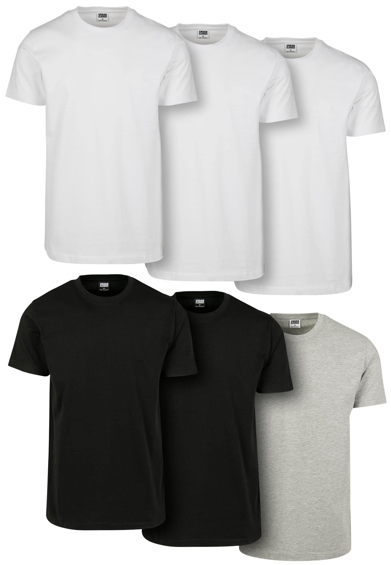Urban ClassicsMens Basic Tee Regular Fit Short Sleeves T-Shirt 6 Pieces T-Shirt (pack of 6)