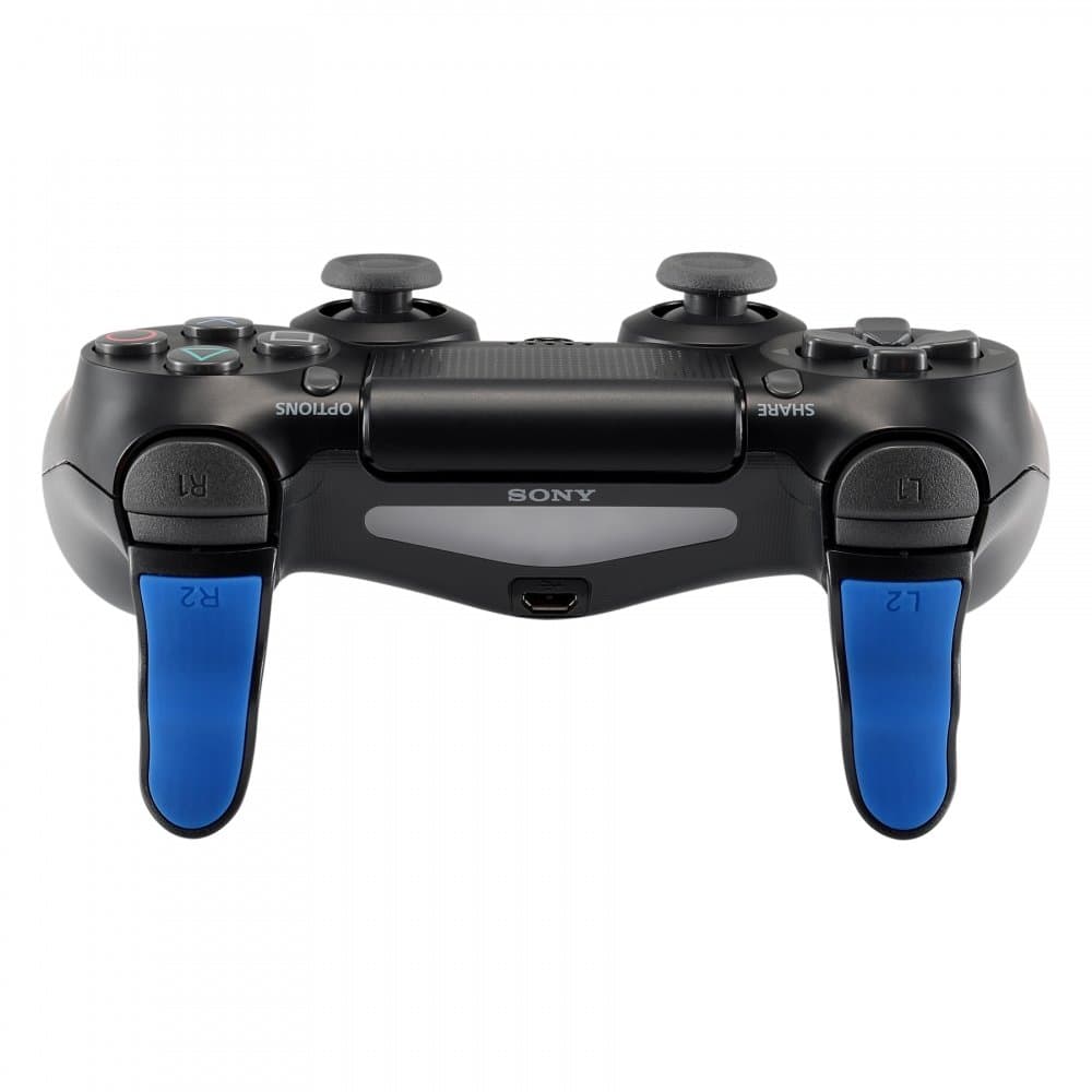 1 Pair Blue Black Soft Touch Grip L2 R2 Buttons Trigger Extenders for Playstation 4 PS4 Pro PS4 Slim Controller (Model: JDM-001 JDM-011 JDM-040 JDM-050 JDM-055)