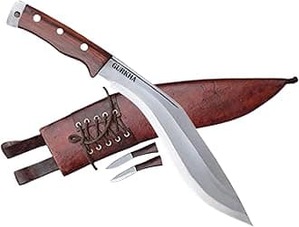 Gurkha Afghan Kukri Knife Overall 17 IN Historical Full Tang Afghan 11 IN Fixed Blade Carbon Steel Khukuri Sheath & 2 Small Knives Handmade In Nepal