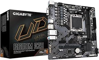 Gigabyte B650M S2H Motherboard - Supports AMD Ryzen 8000 CPUs, 5+2+2 Phases Digital VRM, up to 6400MHz DDR5, 1xPCIe 4.0 M.2, GbE LAN, USB 3.2 Gen 1