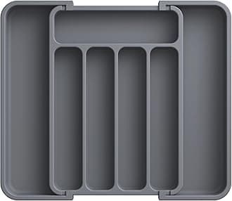 Silverware Organizer - Expandable Kitchen Drawer Organizer, Adjustable Utensil Organizer, Cutlery Tray for Forks, Knives, Multipurpose Kitchen Organizers and Storage Solution, Grey, Medium