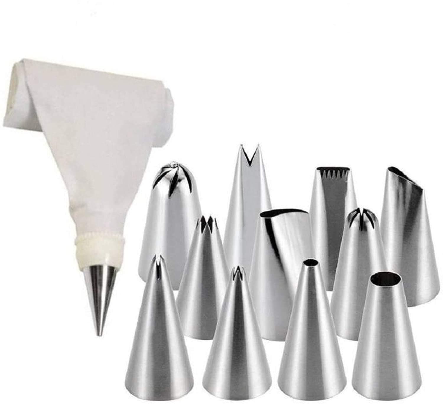 sam mohan Bakeware 12 Pcs Stainless Steel Cupcake Frosting Icing Piping Nozzles Cake Muffin Chocolate Brownie Pastry Decorating Tip DIY Fondant Tools Kitchen Accessories