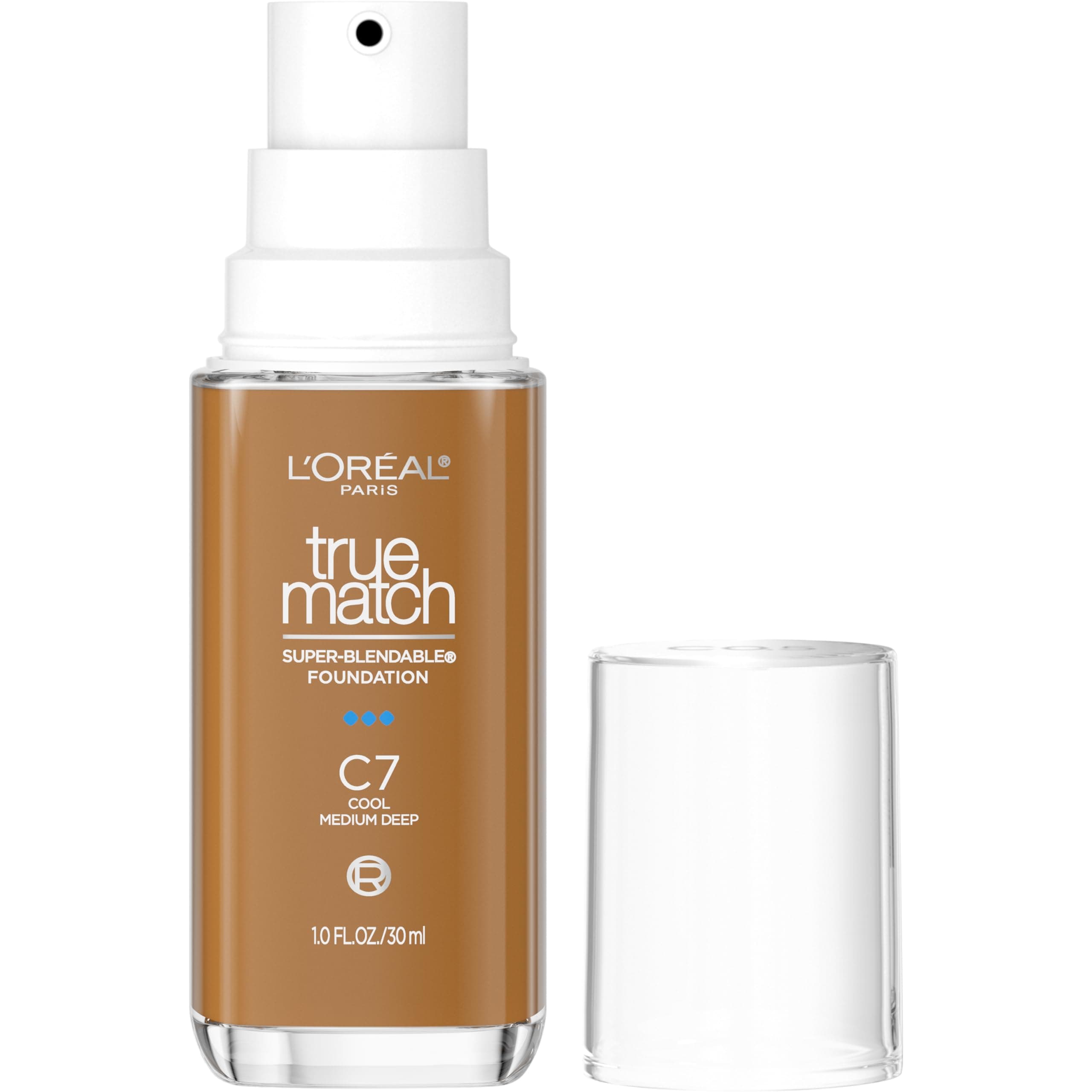 - True Match Super-Blendable Foundation, Medium Coverage Liquid Foundation Makeup, C7, Medium Deep, 1 Fl Oz