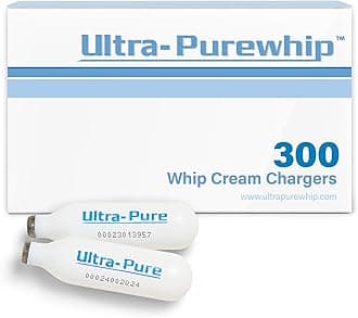 Ultra-Purewhip N2O Cream Chargers, 8g Premium Stainless Steel Cartridges for Major Whip Dispensers, Pure and Flavor Neutral with Long Shelf Life, 300 Pack