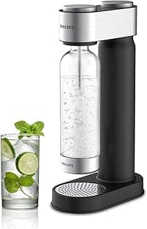Philips Soda Water Maker Stainless Sparkling Water Maker for Home Carbonating Machine with BPA free PET 1L Carbonating Bottle (Black/White)