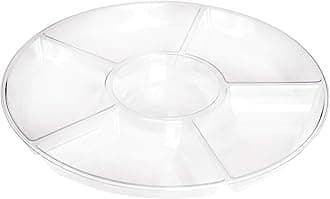 PLASTICPRO6 Sectional Round Plastic Serving Tray/Platters Clear Pack of 2