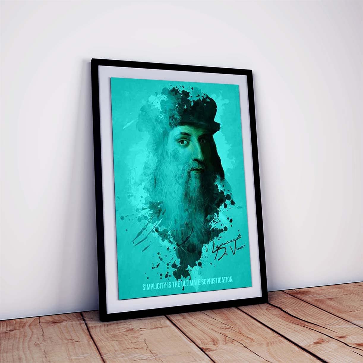 Leonardo da vinci Poster with Frame for Room and Home Décor HD Print Quality (Multicolor, 12 X 18 inch, Framed)