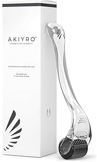 AKIYRO Derma Roller 0.30mm - Microneedle Roller with Storage Case - 192 Micro Needling Dermal Tool for Face, Beard, Scalp & Body - At Home Microneedling Skin Care for Women & Men (Black)