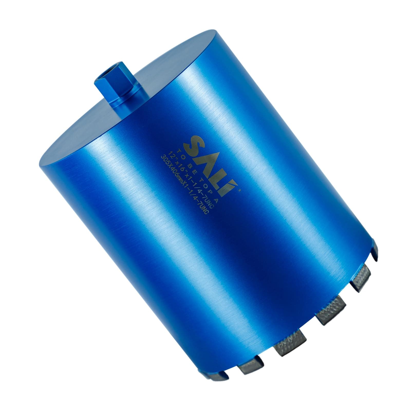 SALI Wet Diamond Core Drill Bits 12"/304mm Diameter Core Drill Bit, 15"/380mm drilling depth Concrete Core Drill Bit, 1-1/4-7" Thread Core Bit Turbo Laser-Welded Segments for Cured Concrete with