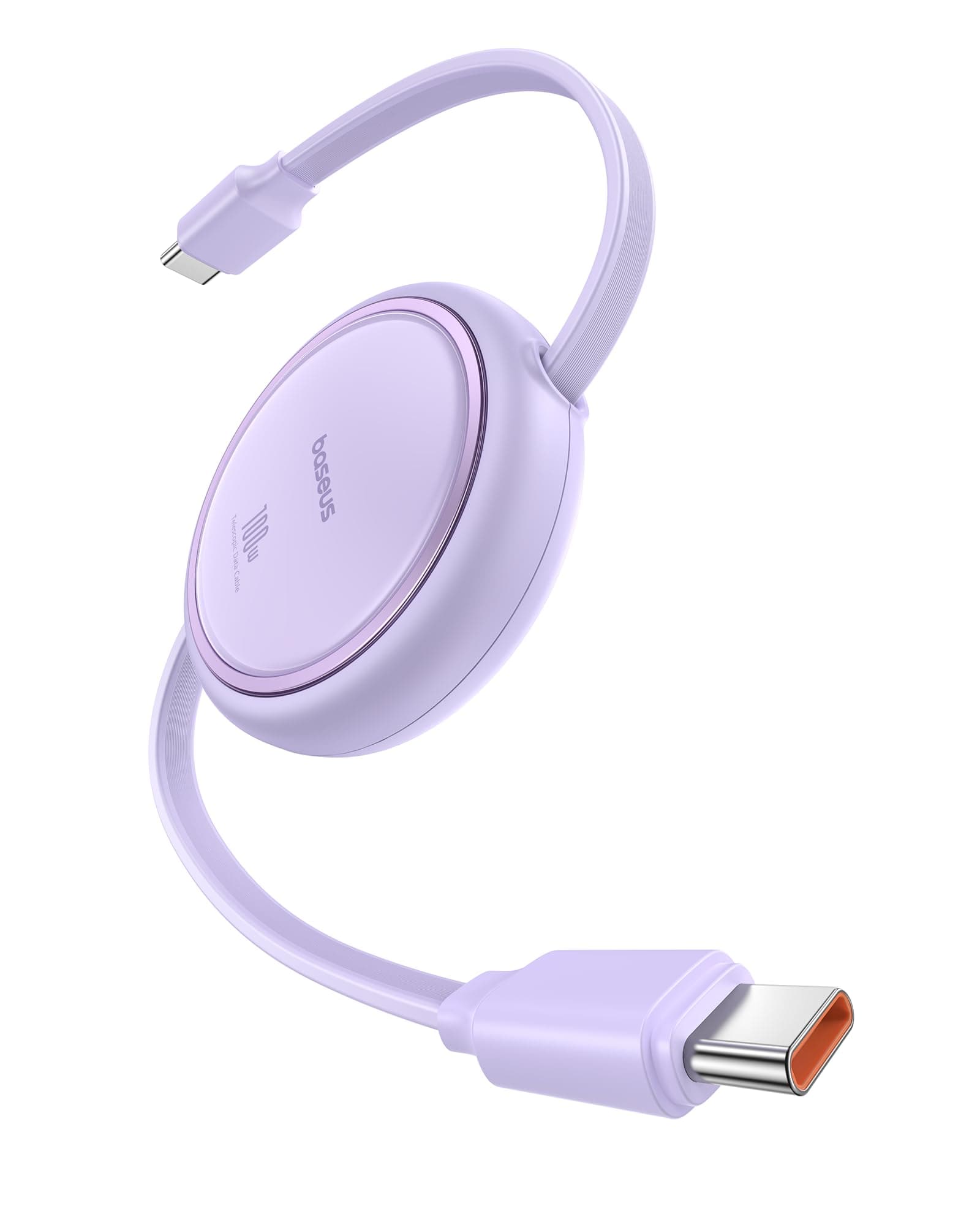 USB C, Mini 100W Retractabl Cable (Purple, 1m)