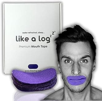 Premium Mouth Tape by Like A Log (Purple) - 30 Pack Sleep Strips for a Better Night's Sleep, Reduced Snoring, Improved Nasal Breathing, Gentle Adhesive, Breathable Fabric, Sleep Aid for Men & Women