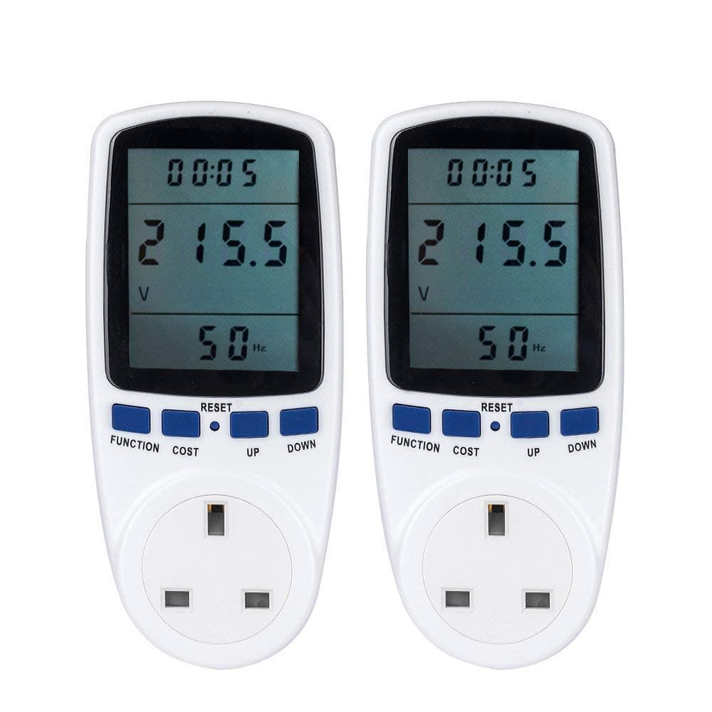 Senweit Pack of 2 Digital LCD UK Plug Power Meter Energy Monitor Wattage Voltage Electricity Analyzer Measurement Plug-in Socket Switch