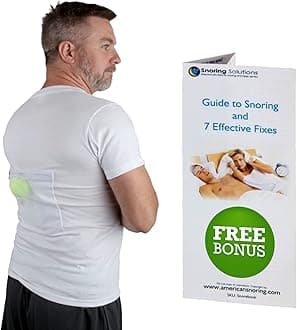 Stop T-Shirt - Most Comfortable Aid. Health Expert Recommended for Back Snorers! Eliminates by Adjusting Your Sleeping Position. Included: Guide to Ebook, White, M
