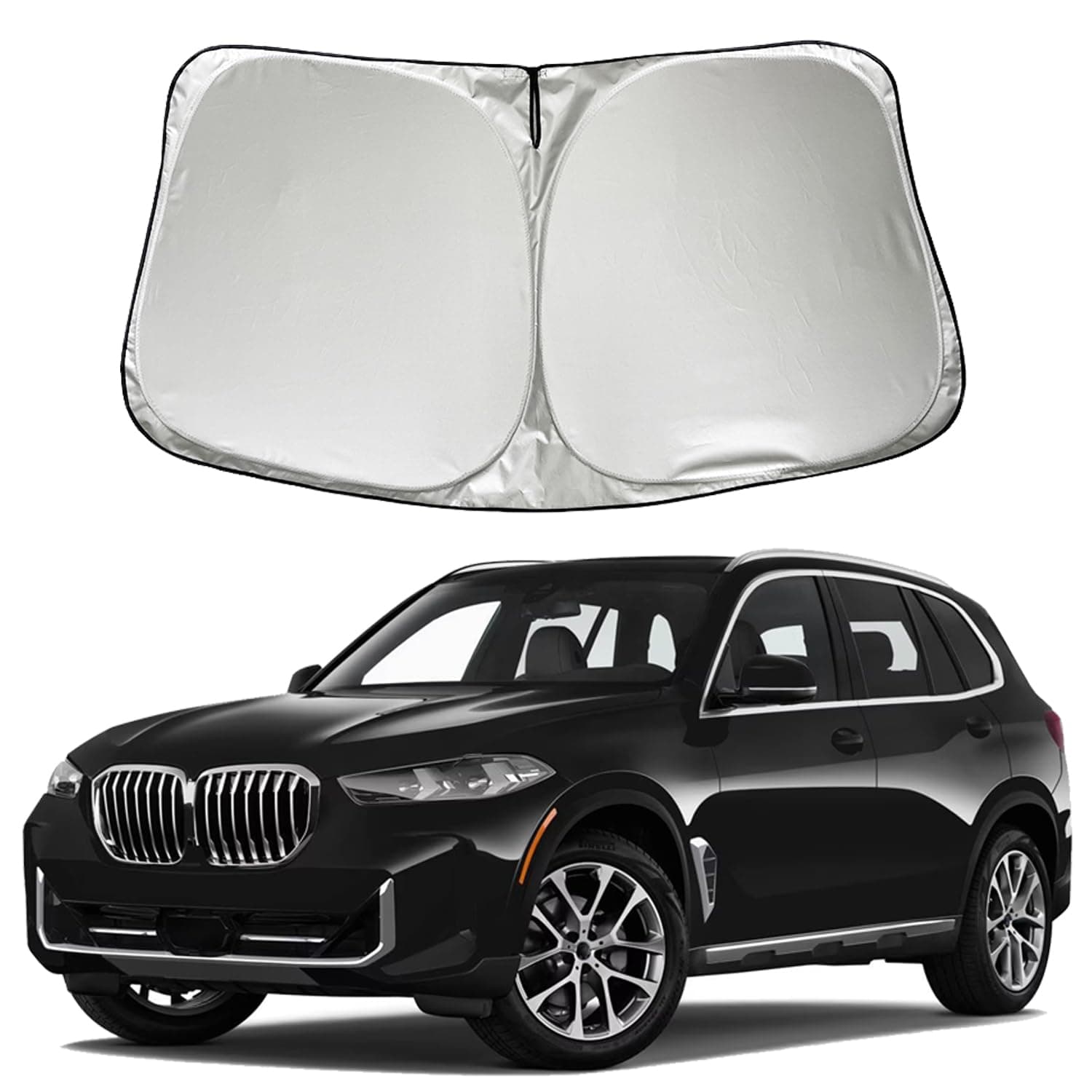 Car Windshield Sun Shade, Double Layer Heat Shield for BMW X5 M Sport xLine SUV 2019-2024, Foldable Sunshade Accessories