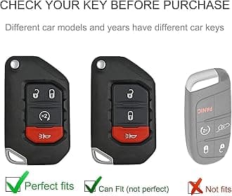 CACARLIKE for Jeep Key Fob Cover with Leather Lanyard, Car Key Fob Case Compatible with 2020 2021 Gladiator JT Sahara JLU 2018-2021 Wrangler Smart Key Protector Holder