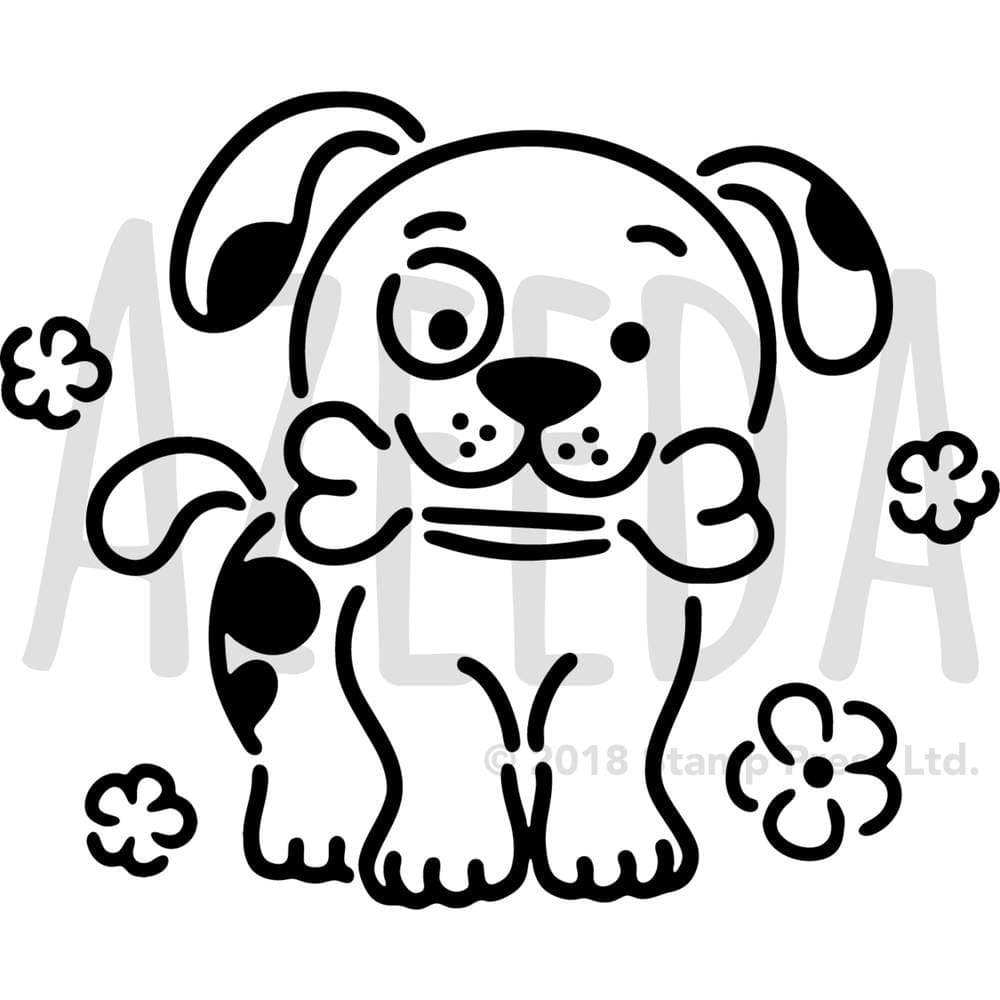 Large A2 'Cute Dog With Bone' Wall Stencil / Template (WS00021749)