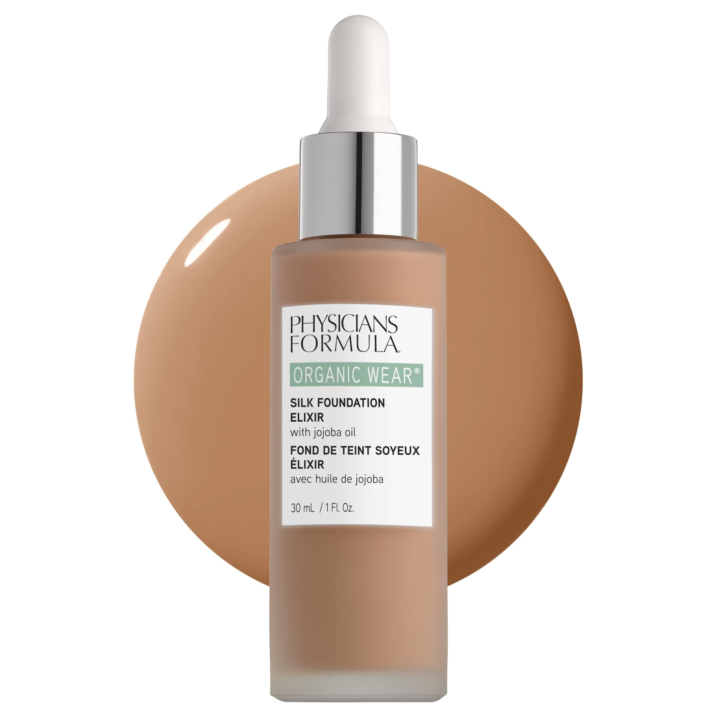 Physicians Formula Organic Wear All Natural Liquid Foundation Elixir Tan, Full Coverage | Dermatologist Tested, Clinicially Tested