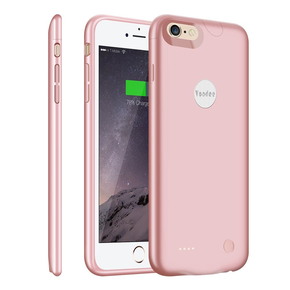 iPhone 6/6s Battery Case, Ultra Slim Charger Case Portable External Phone Charging Case 2500mAh Prime Rechargeable Power Bank Juice Pack for Apple iPhone 6/6s, Support All Headphones-Rose Gold