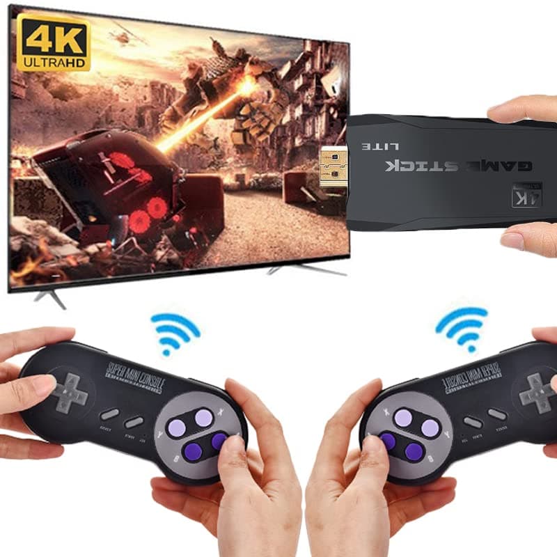 32G Retro Game Console Built-in 3888 Games, Plug and Play Classic Video Game Consoles Stick for 4k TV HD Output with 2 Controllers (3888 Games)