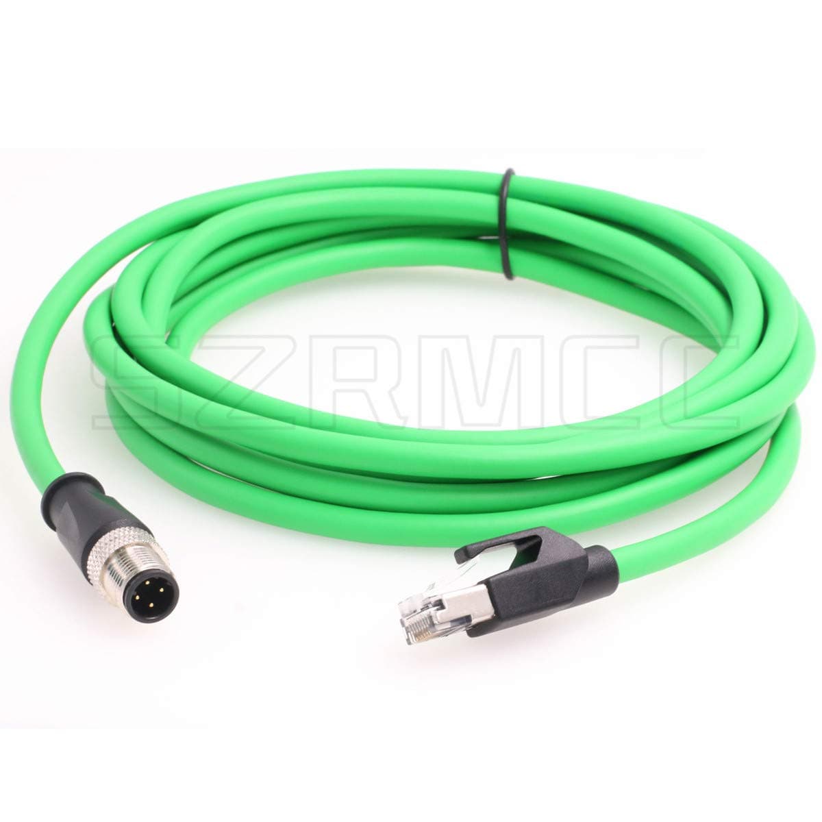 M12 Ethernet Cable D-Code 4 Pin Male to RJ45 Connector High Flex Cat5e Shielded Waterproof Network Cable for Industrial Camera Sensor (3m,Green)