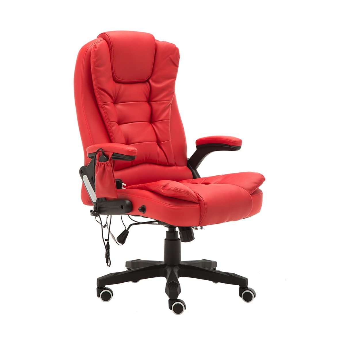 DEERHUNTER 6 Point PU Leather Office Massage Chair Computer Desk Swivel Reclining Adjustable Chair