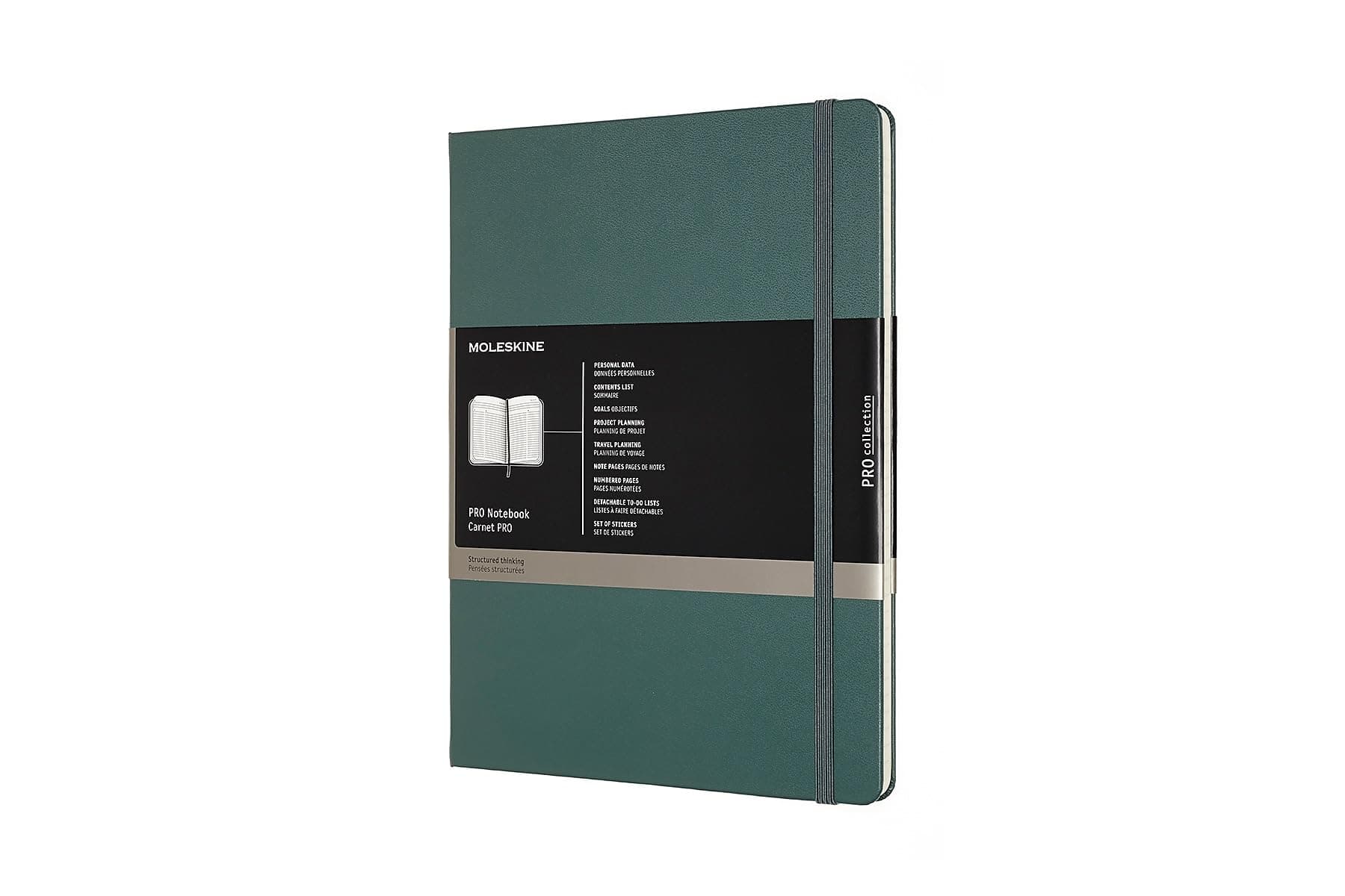 PRO Notebook, Hard Cover, XL (7.5" x 9.5") Professional Project Planning, Forest Green, 192 Pages