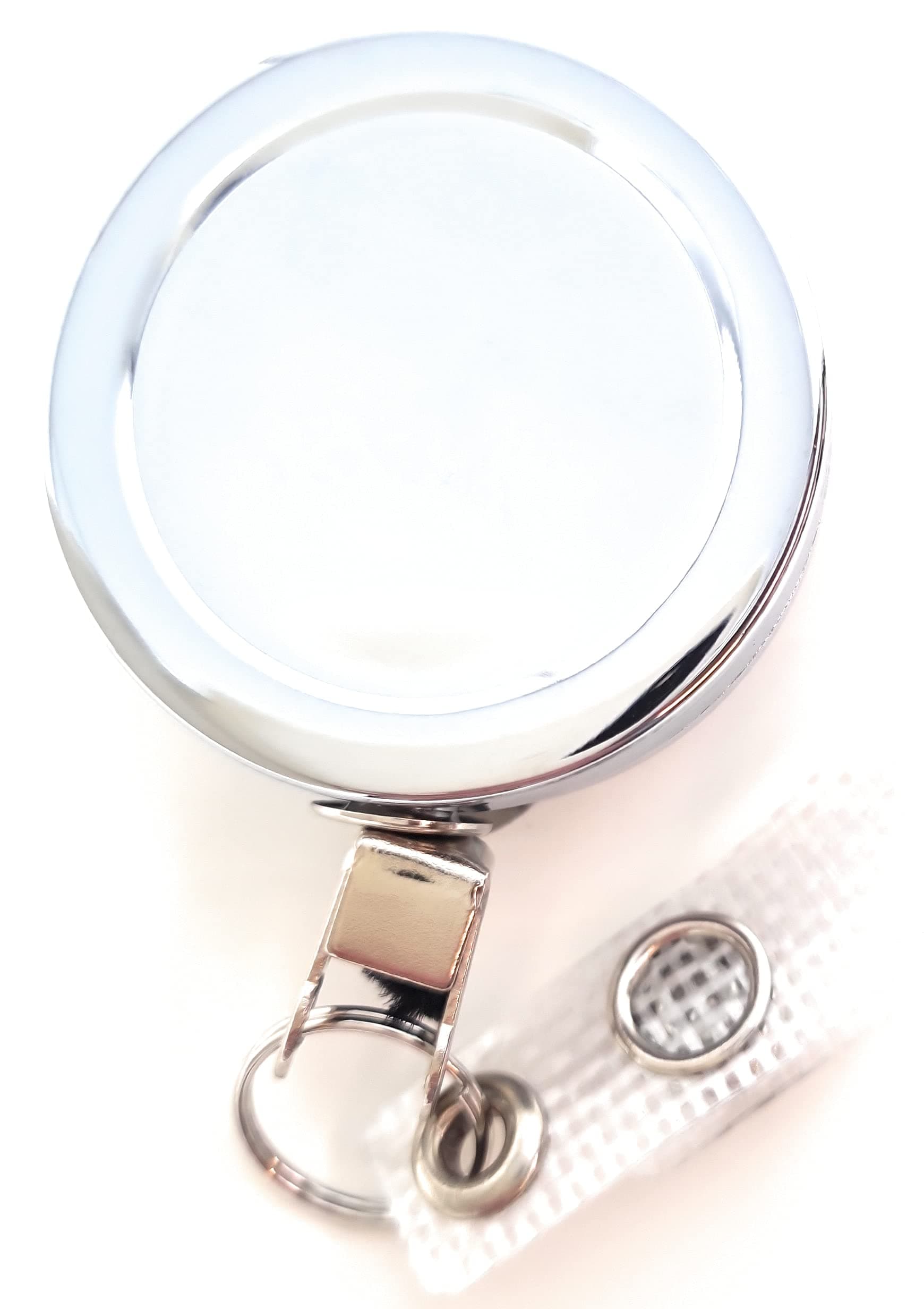 Chrome Strap Clip Heavy Duty Card Holder Reel Retractable Security Pass ID Card Key Holder (100)