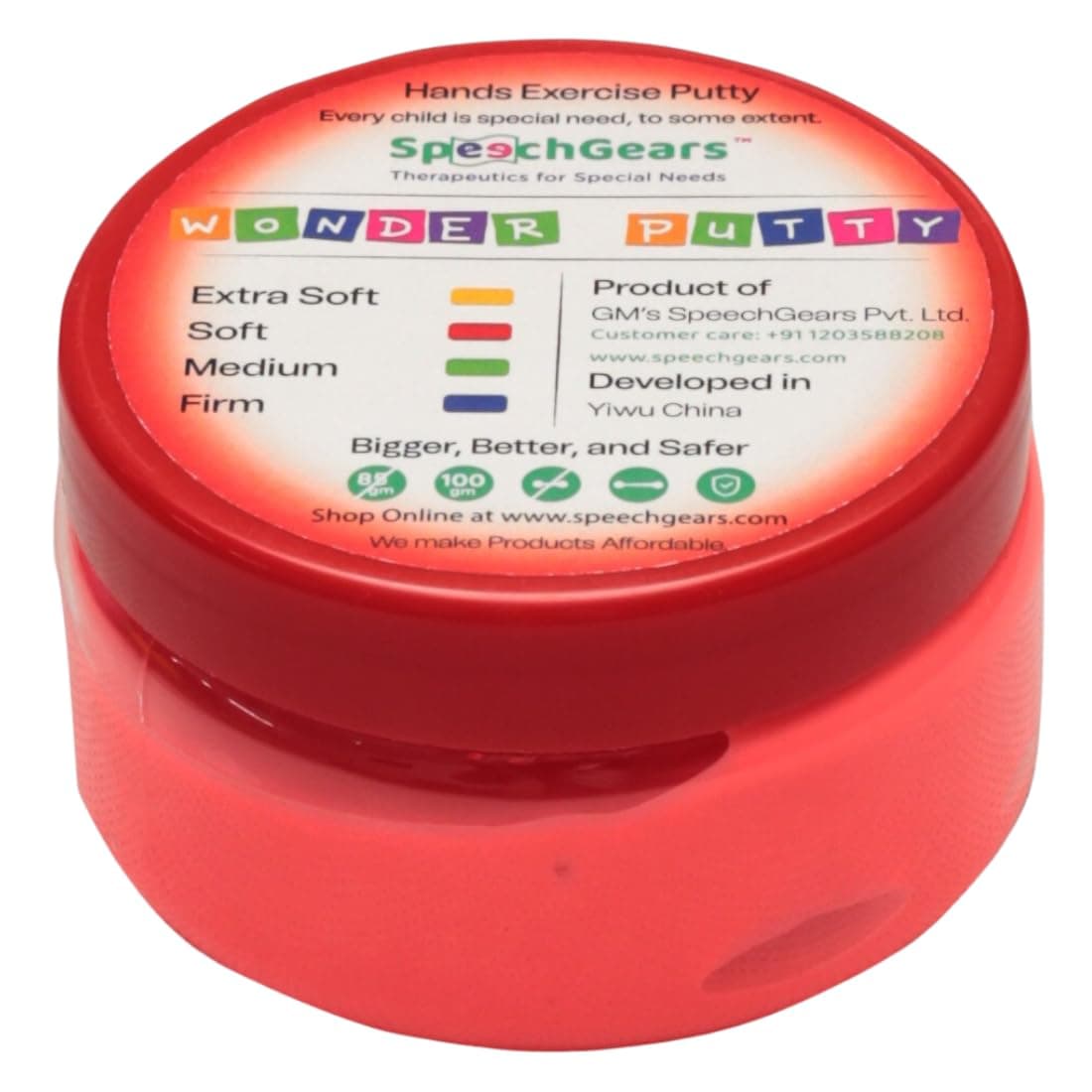 SpeechGears WONDER PUTTY RED | Exercise Material for Hand Therapy | Hand Exercise Putty for Arthritis