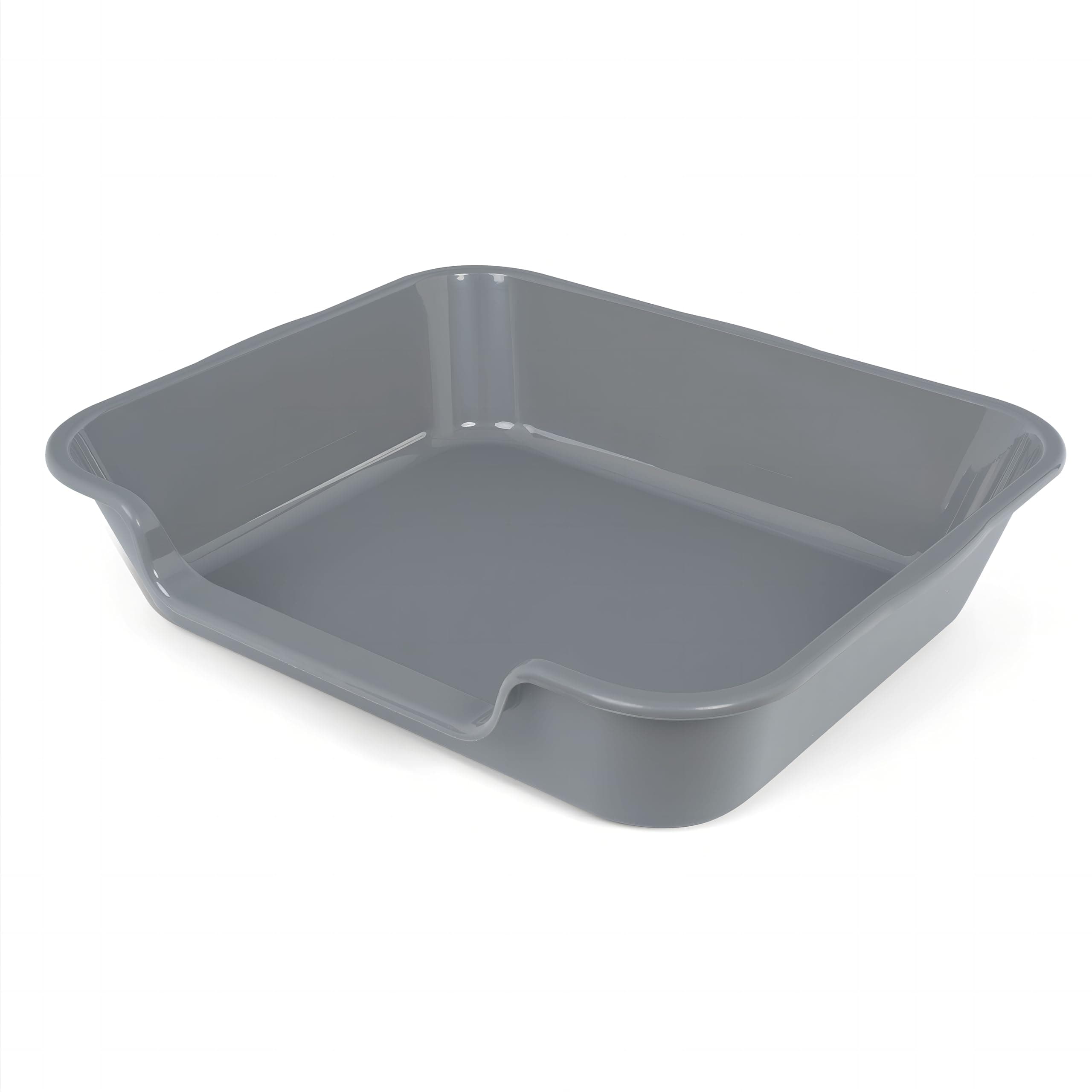 1 Pack of Extra Large Cat Litter Box (ABS Material), Low Entry Senior Litter Pen for Geriatric Kitty Big Cats, Jumbo Pet Safe Litter Boxes Tray for Indoor Pets Potty (Gray, 24" L x 20" W)