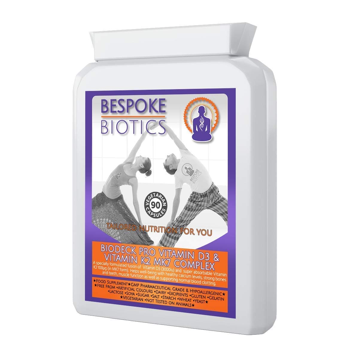Vitamin D3 3000mcg & Vitamin K2 100mcg MK7 Stack | Biodeck | 3 Months | Balances Calcium | Cardiovascular | Immune Colds | Bone Fracturing | Heart | Sunshine Happiness Mood | Absorbacap