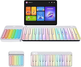 Smart Piano keyboard with Colored Light-up Keys, Smart Interactive Sing-Along with Chords for Fun, Free Lessons & Games, MIDI, Built-in Instrument Synth, Portable Expandable Piano