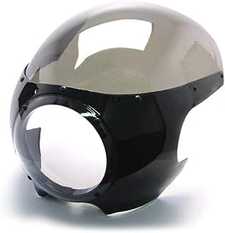 Alchemy Parts Cafe Racer Style Universal Motorcycle Headlight Fairing Cowl and Windshield - Durable Black with Tinted Screen