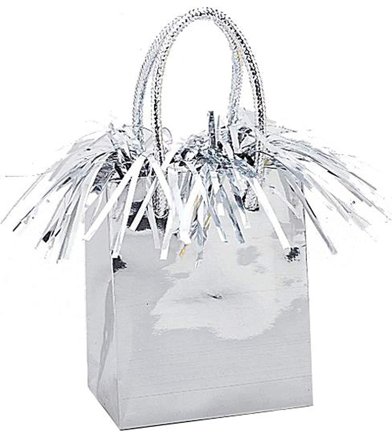Unique SILVER MINI GIFT BAG BALLOON WEIGHT,Silver,3" x 2.5",4985