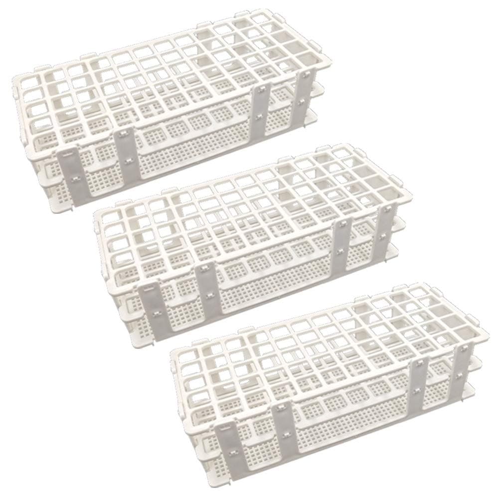 3 Pack Plastic Test Tube Rack, 60 Holes Lab Rack Holder for 16mm Tubes, White, Detachable