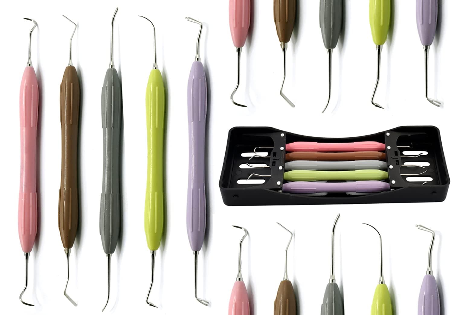 Silicone Handle Dental Composite Filling Instruments Kit 5pcs Tools DN-2285