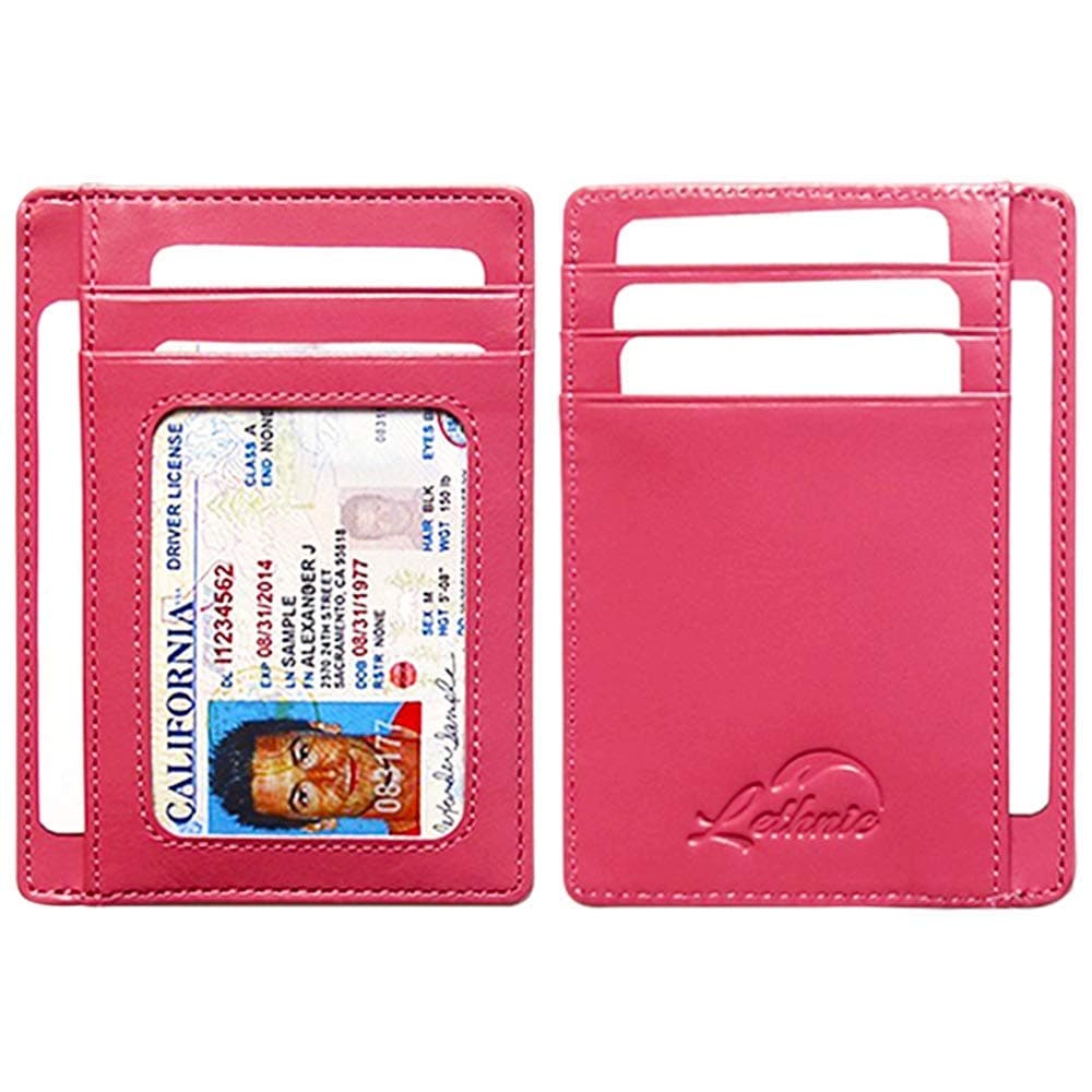 Slim Wallet RFID Front Pocket Minimalist Wallet With ID Window - Genuine Leather