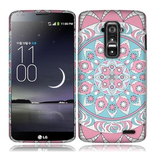 NextKin LG G Flex LS995 D958 D950 Hard Plastic Front And Back Protector Snap On Cover Case - Teal Floral Mandala