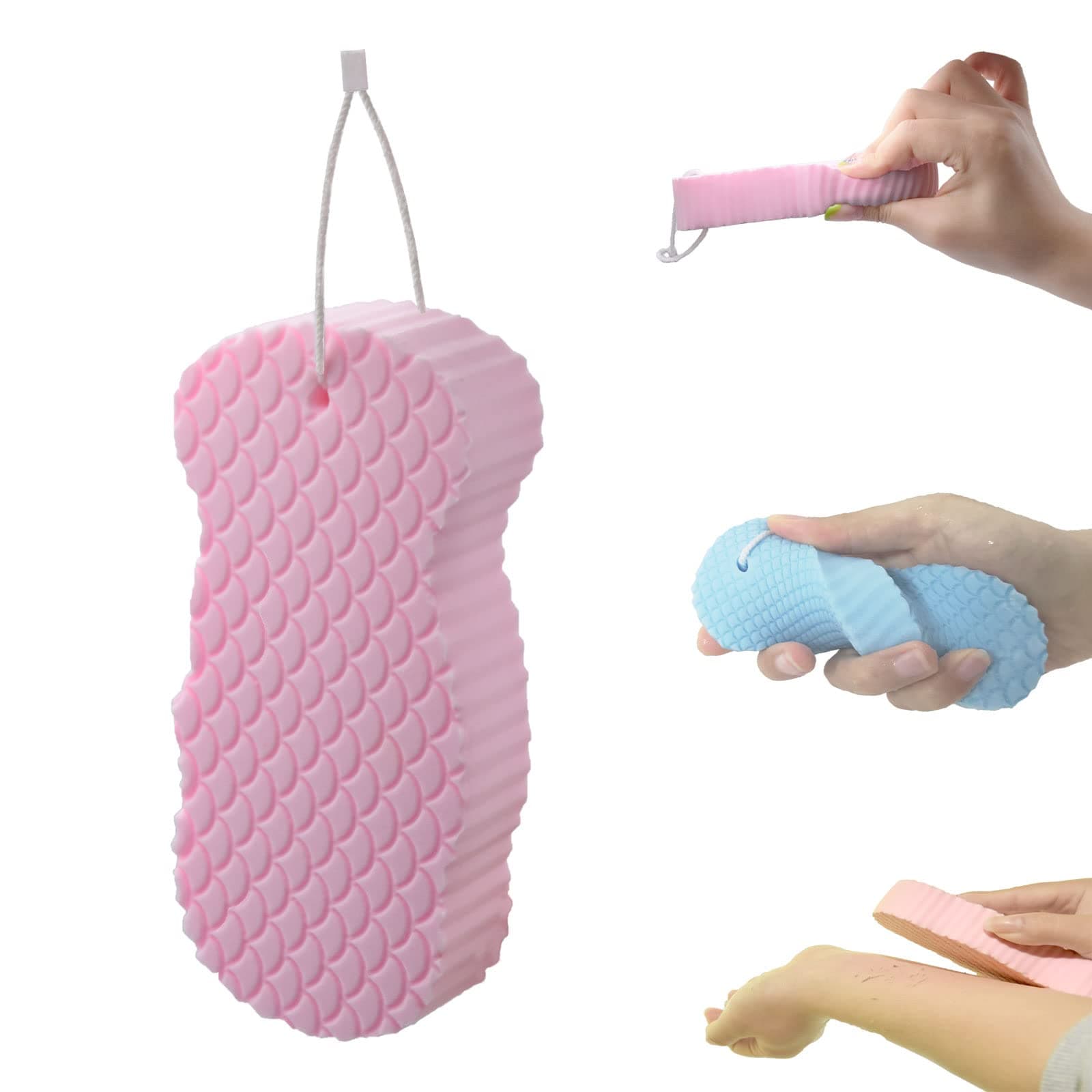 Exfoliating Bath Sponge, Super Soft Exfoliating Bath Sponge, Baby Bath Sponge, Dead Skin Remover for Body, Skin Friendly and Reusable, Shower Sponge for Adults & Kids (Assorted Colors)