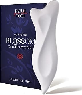 Rena Chris 3D Ceramic Facial Gua Sha Tool, Acupressure & Gua Sha, Sculpt The Jawline and Reduce Puffiness, Skincare Gift with User Manual (White)