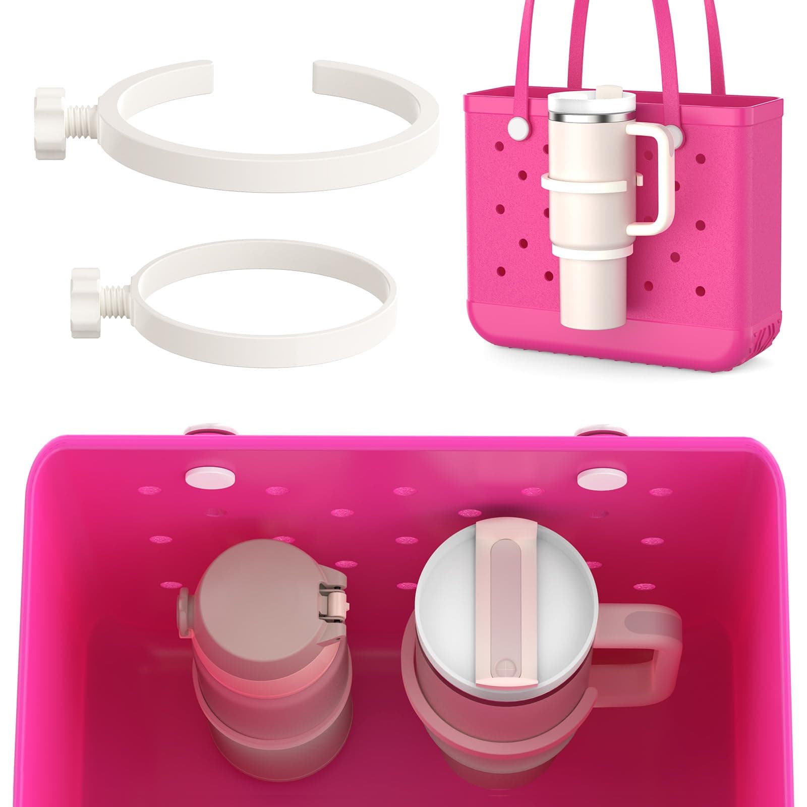 2 Pack Cup Holder for Bogg Bag, Fits 16-40oz Stanley, Insert Drink Holder Attachment Compatible with All Bogg Bags & Simply Southern Beach Tote Bag