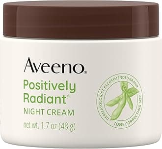 Aveeno Positively Radiant Face & Neck Night Cream with Tone Correcting Soy & Niacinamide, Night Cream Targets Dull Skin & Evens Skin Tone & Texture, Hypoallergenic, 1.7 oz
