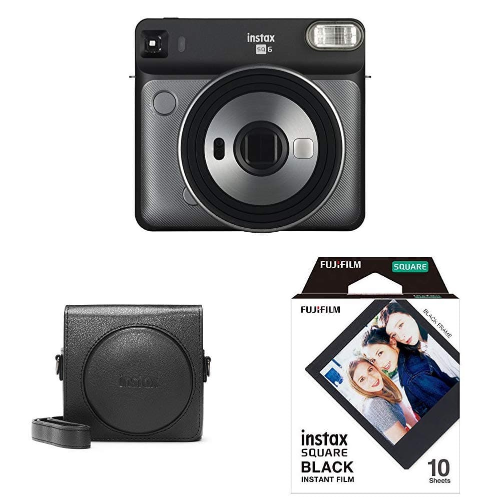 Instax Square SQ6 Camera - Graphite Grey + Black Case + Square Film Black Frame
