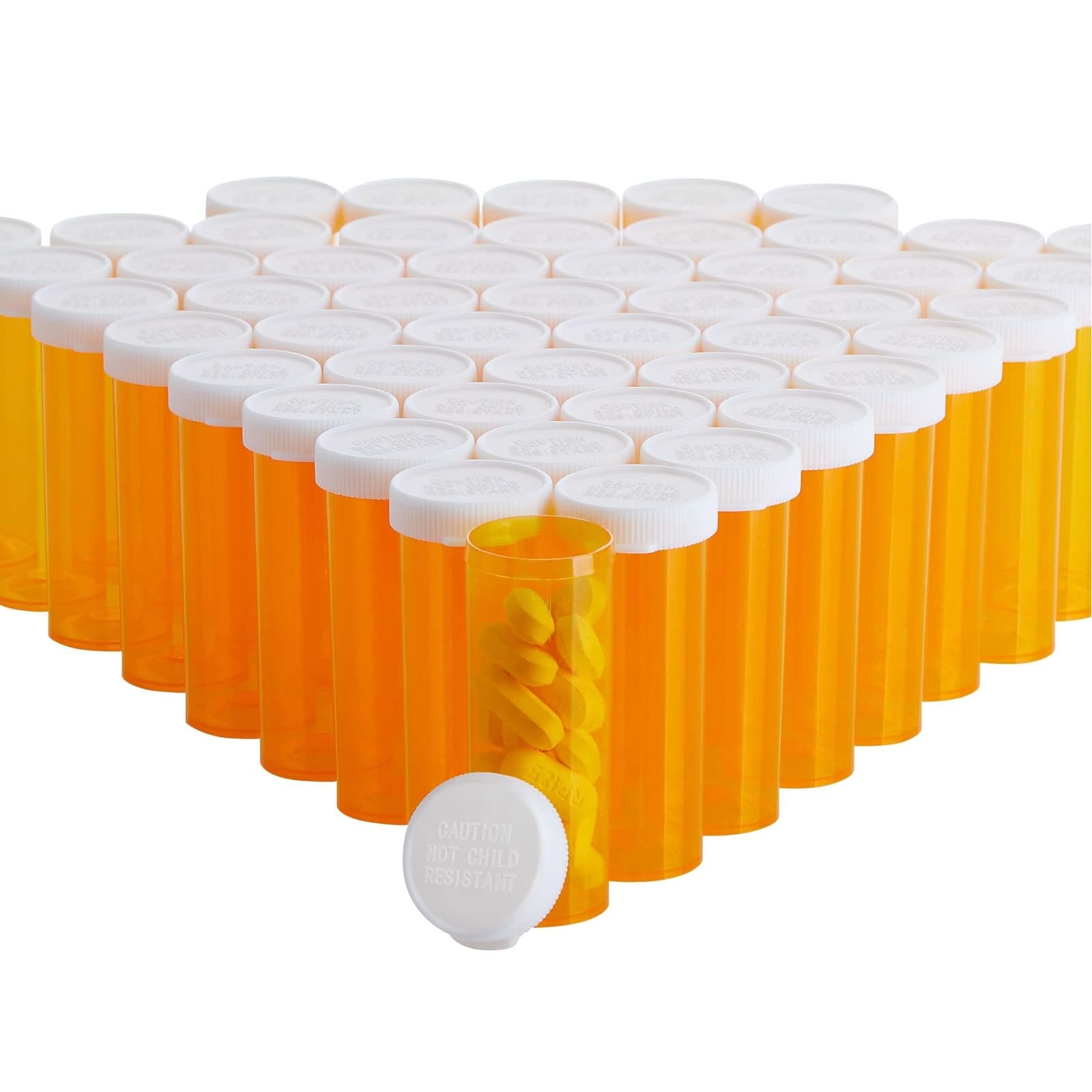 Juvale 6 Dram Empty Pill Bottles with Caps - Durable Plastic Vials - Easy-Open Caps for Travel Pill Bottles - Versatile Medicine Containers for Supplements - 50 Pack, 6 Dram, Orange