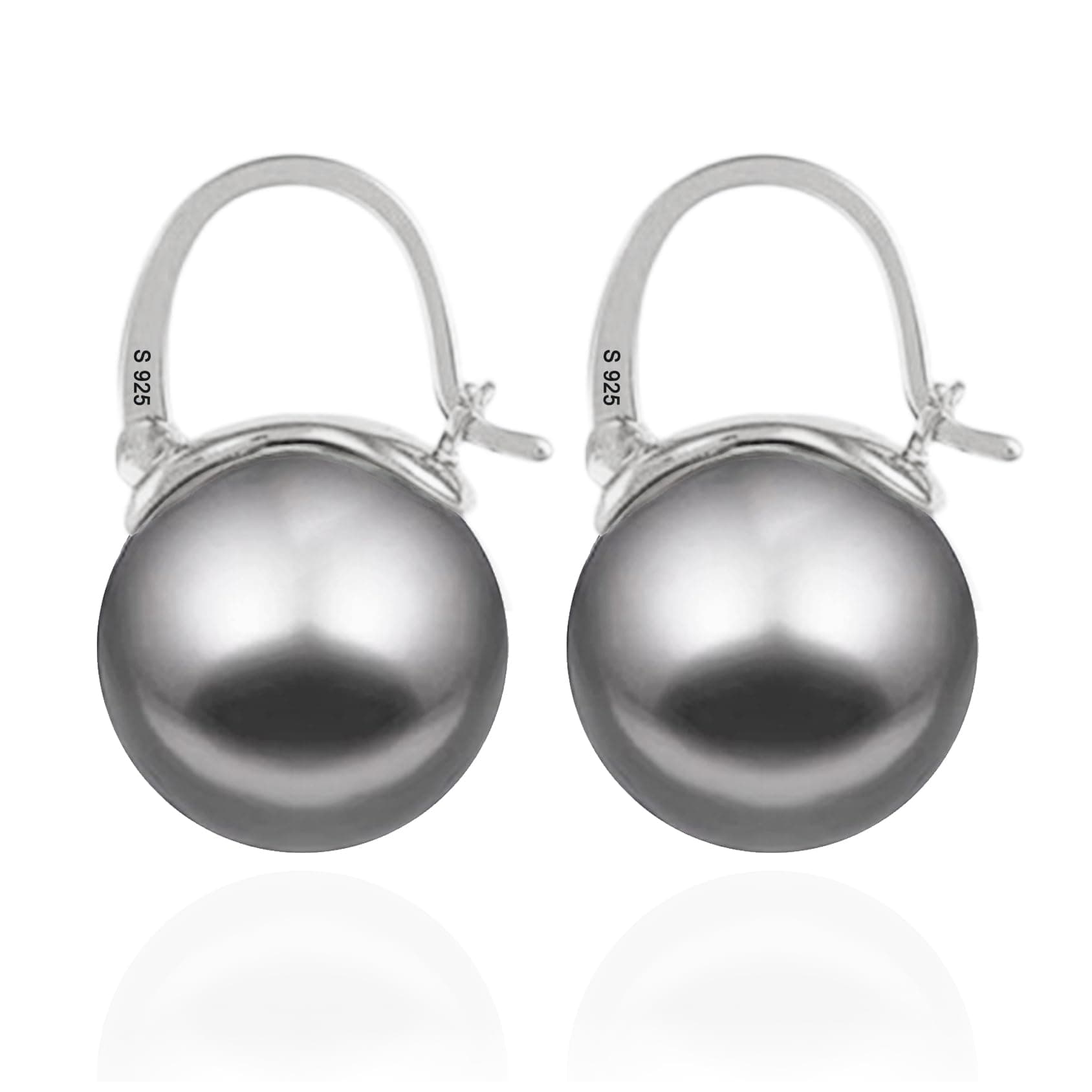 OwMell Elegant 925 Sterling Silver Pearl Drop Earrings Dangle Stud Gold Plated Earrings for Women Large Size 12mm