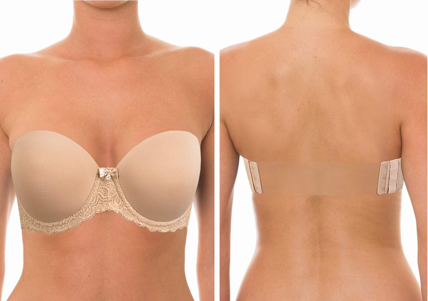 YANDWStrapless Lightly Padded Full Figured Coverage Bra Clear Back Multiway Invisible Straps Backless Brassiere for Women