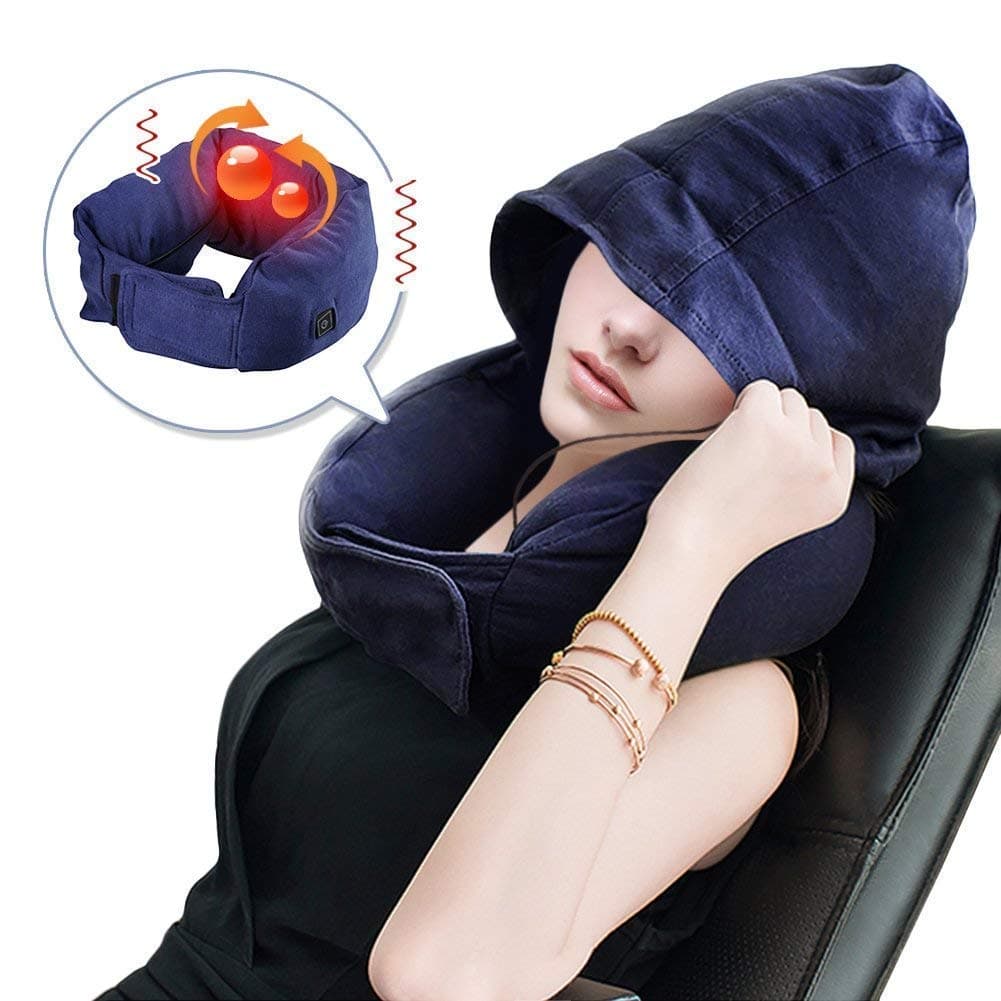 GagaKing Massage Pillow with Bluetooth Headset Adjustable Vibration Massager with Heat,Home/Office Chair Massager, Neck, Shoulder, Back, Waist Massage Travel Pillow