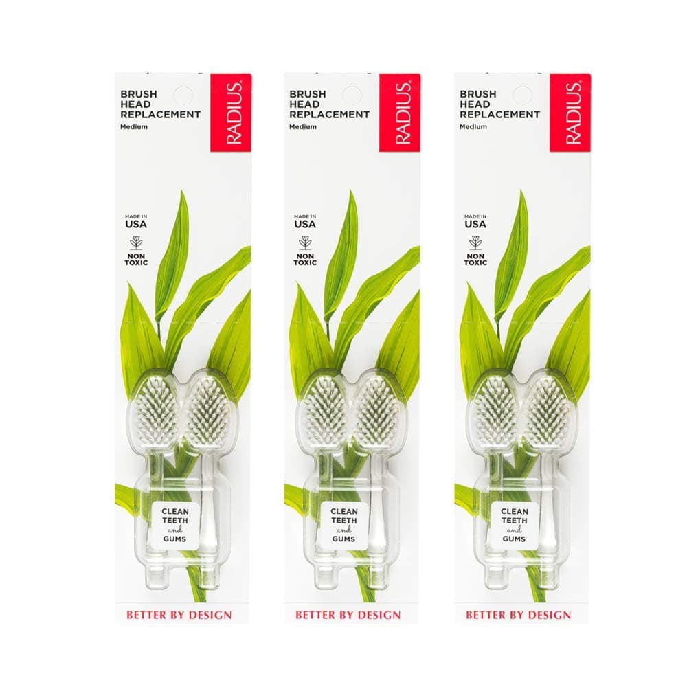 RADIUS Replacement Heads Medium, Clear, 2 Count, (Pack of 3)