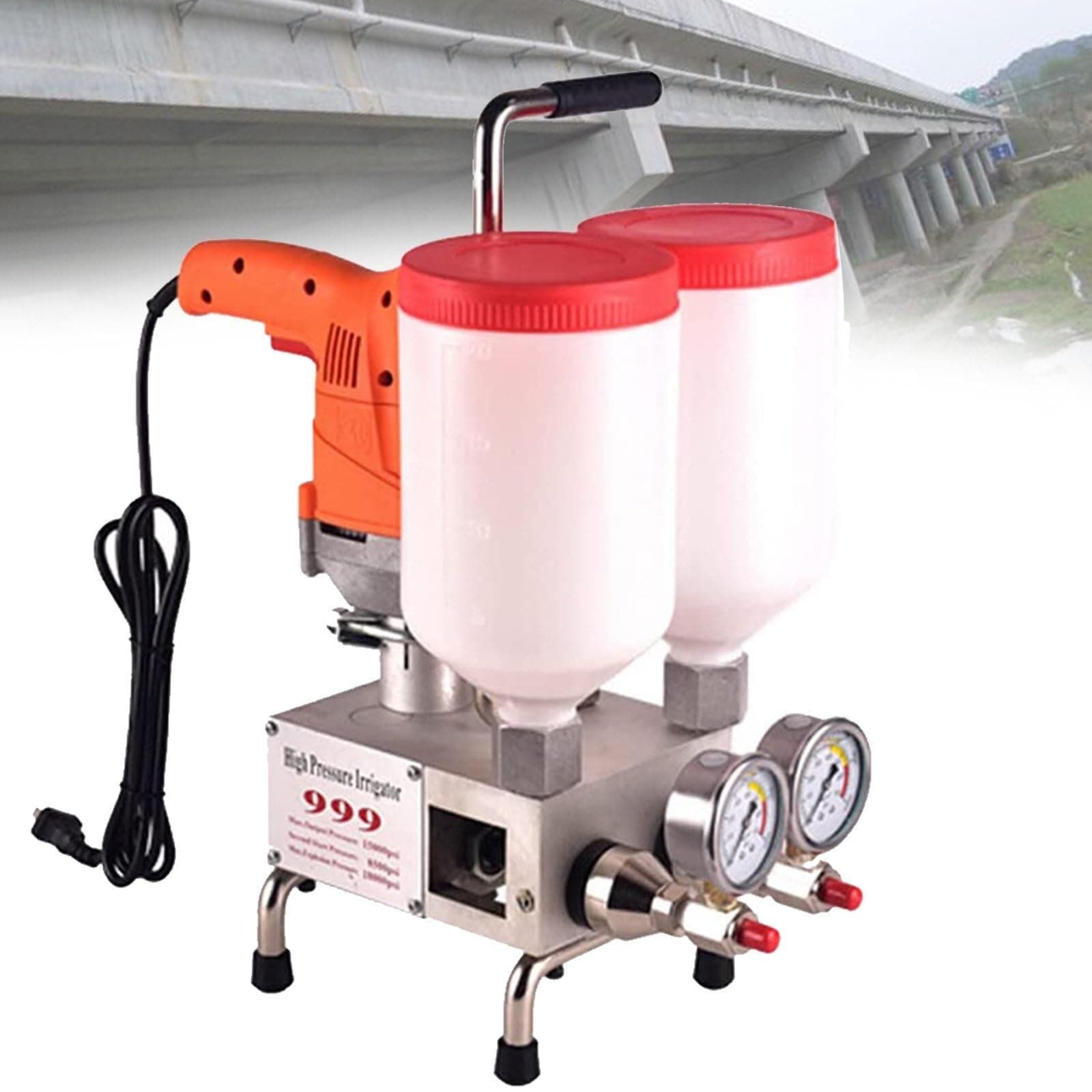 High Pressure Injection Pump Grouting Applicator Machine 1100W Electric Grout Mortar Plugging Machine 220V Building Crack Filling Machine, Concrete Crack Repair Grouting Tools