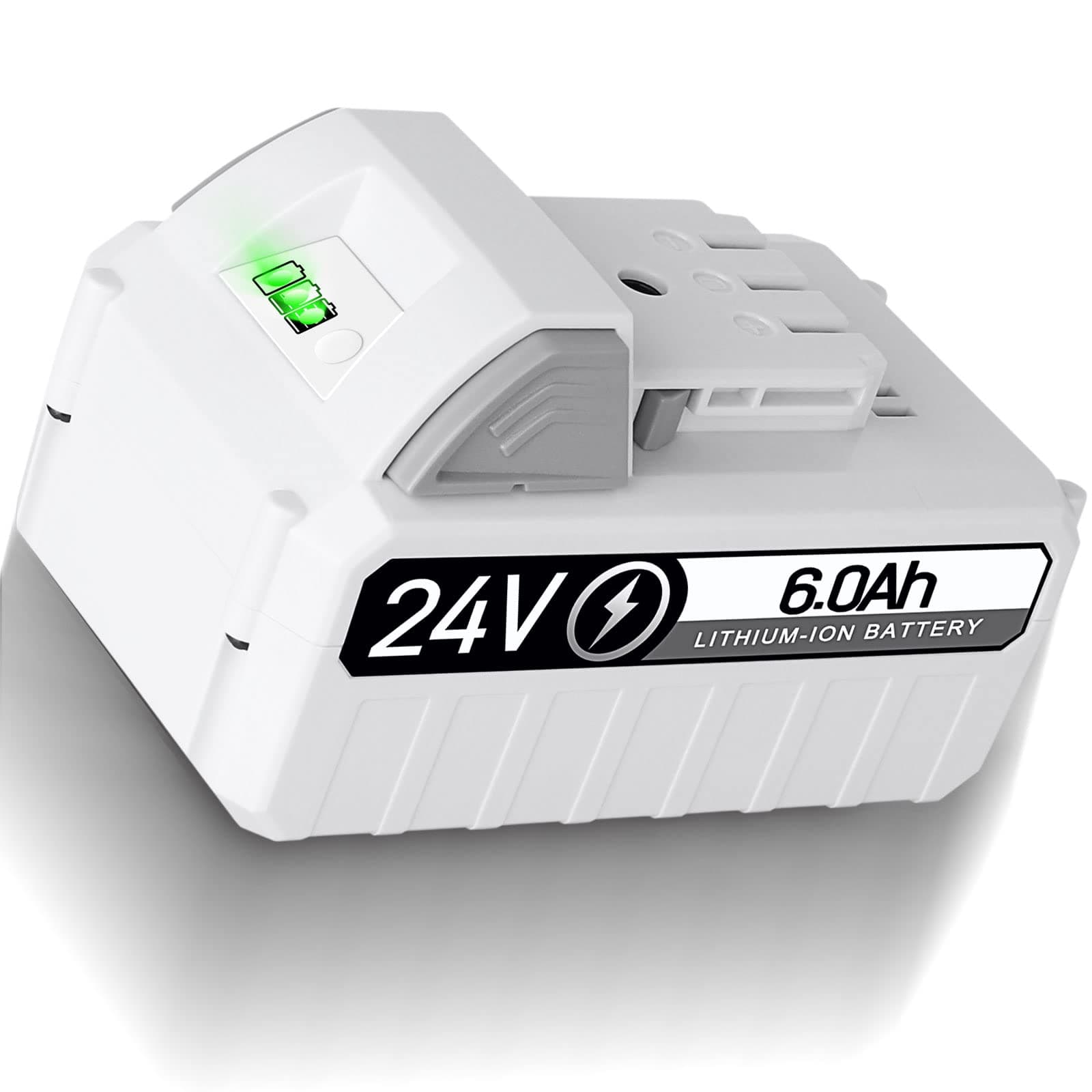6.0Ah 24V Replacement Battery for Sun Joe iON+ System Compatible Snow Joe 24V 24BAT-LTX 24VBAT-LTW 24VBAT-LTE 24VBAT-LT 24VBAT 24VBAT-XR Lithium Ion Power Tool Battery